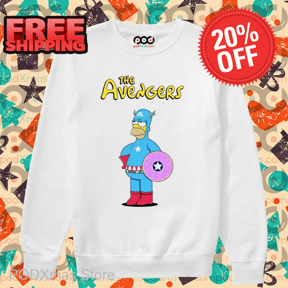 The Simpsons Homer Simpson Captain America The Avengers Funny Shirt