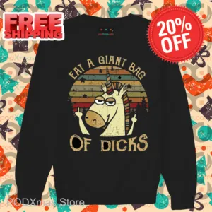 Unicorn Middle Finger Eat A Giant Bag Of Dicks Retro 2024 Shirt