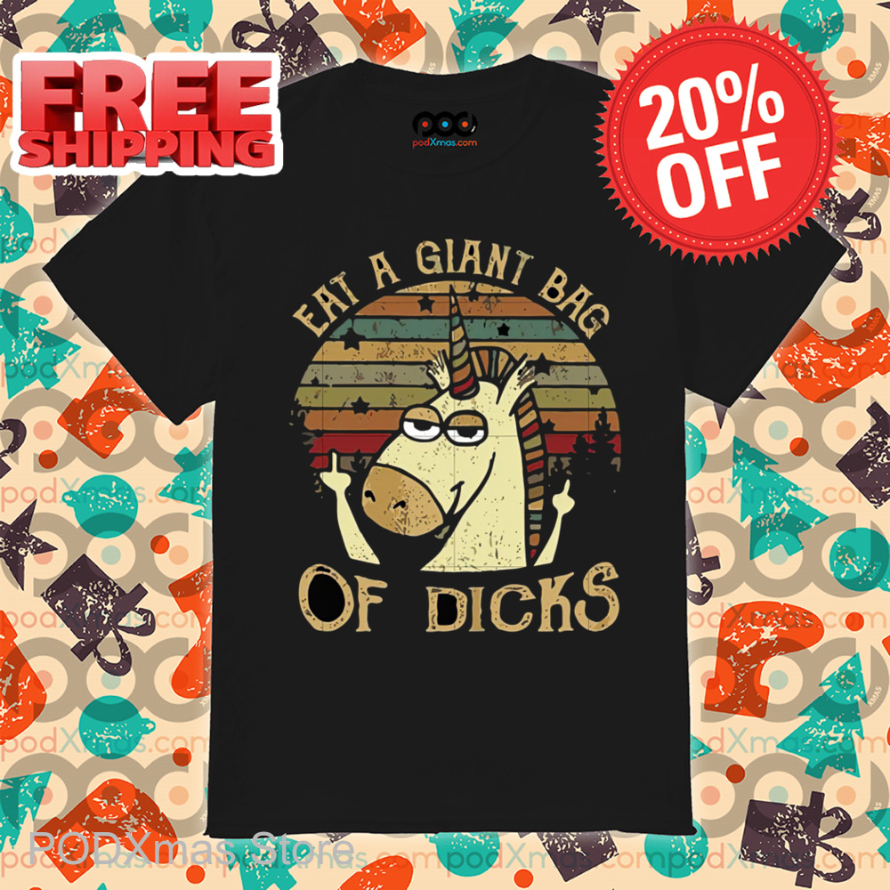 Unicorn Middle Finger Eat A Giant Bag Of Dicks Retro 2024 Shirt