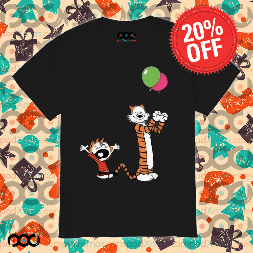 Calvin and Hobbes Party With balloons Shirt