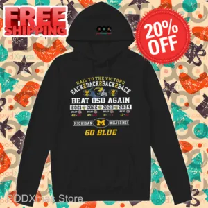 Hail To The Victors Back 2 Back 2 Back 2 Back Michigan Wolverines Go Blue Shirt