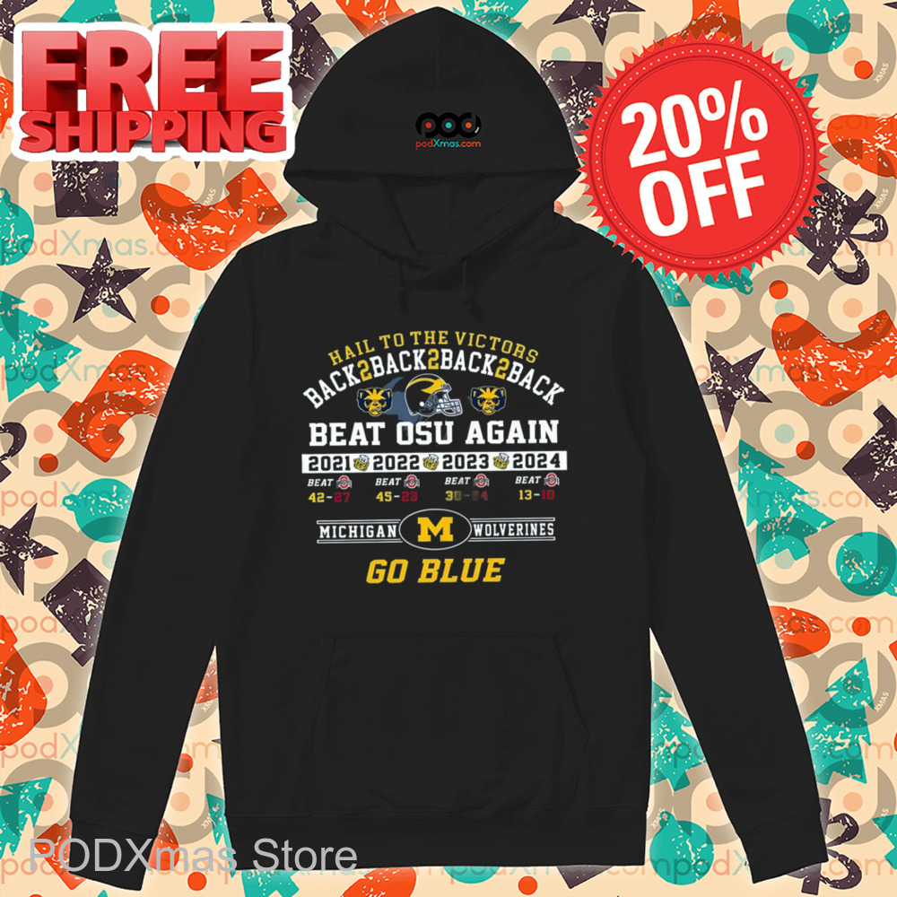 Hail To The Victors Back 2 Back 2 Back 2 Back Michigan Wolverines Go Blue Shirt