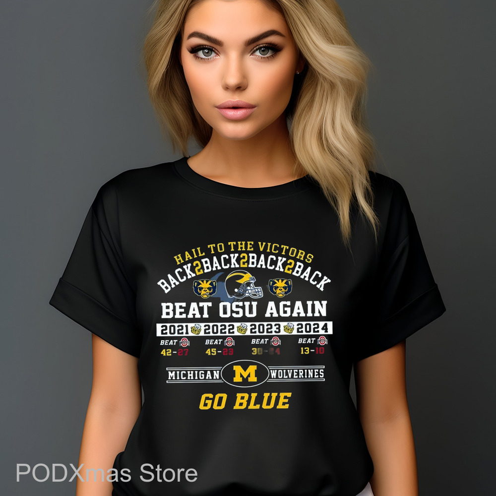 Hail To The Victors Back 2 Back 2 Back 2 Back Michigan Wolverines Go Blue Shirt