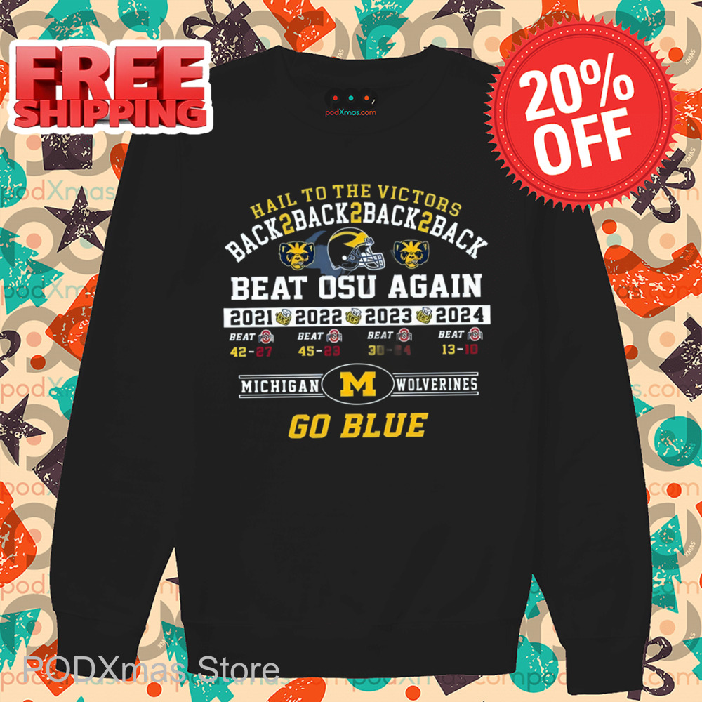 Hail To The Victors Back 2 Back 2 Back 2 Back Michigan Wolverines Go Blue Shirt