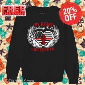 Heart Wings My Heart Belongs To A Firefighter Shirt