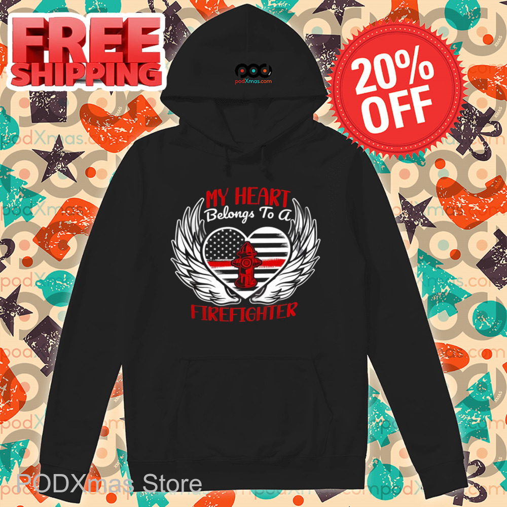 Heart Wings My Heart Belongs To A Firefighter Shirt