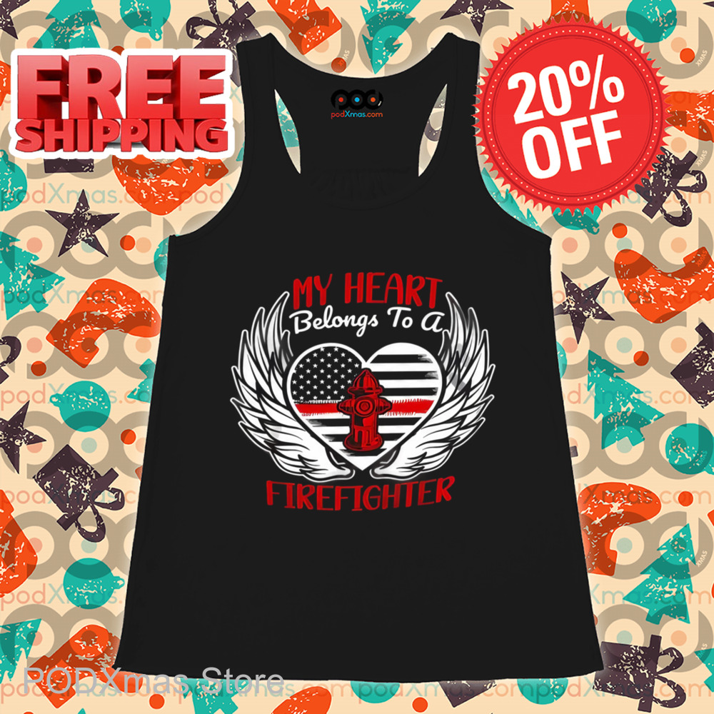Heart Wings My Heart Belongs To A Firefighter Shirt
