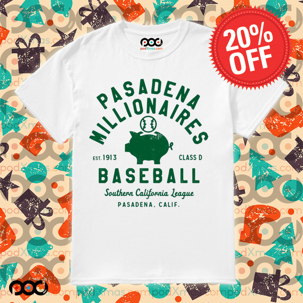 Pasadena Millionaires Vintage Defunct Baseball Teams Southern California League Shirt