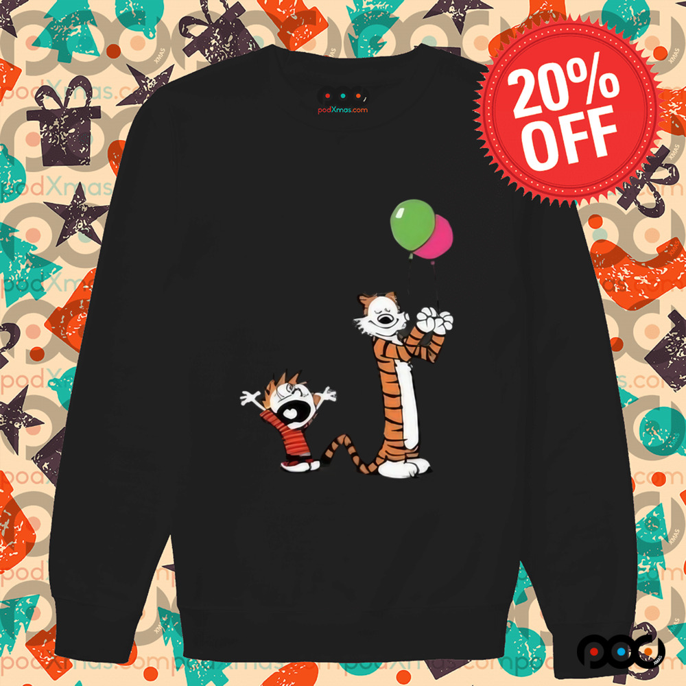 Calvin and Hobbes Party With balloons Shirt