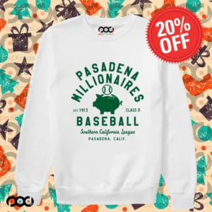 Pasadena Millionaires Vintage Defunct Baseball Teams Southern California League Shirt