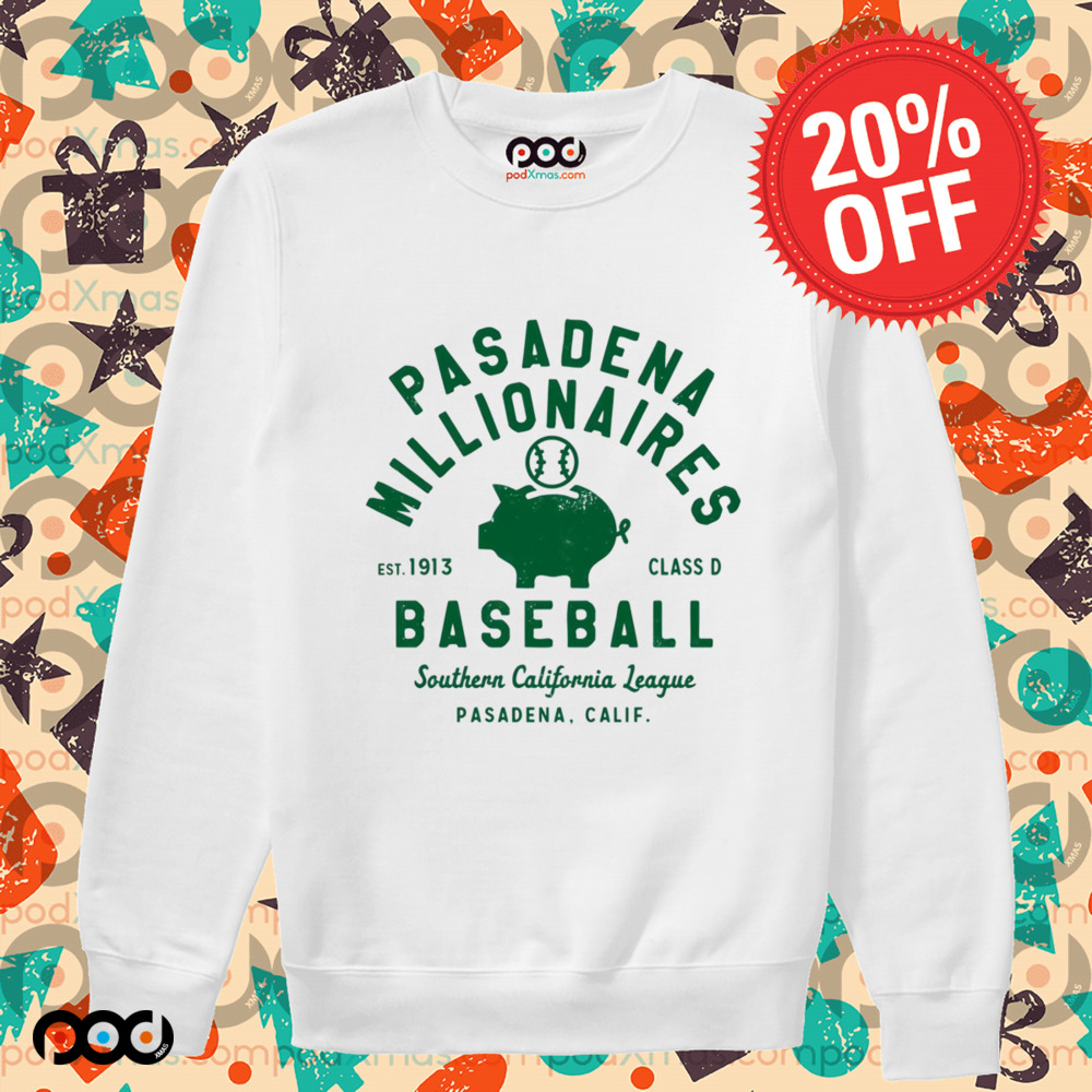 Pasadena Millionaires Vintage Defunct Baseball Teams Southern California League Shirt