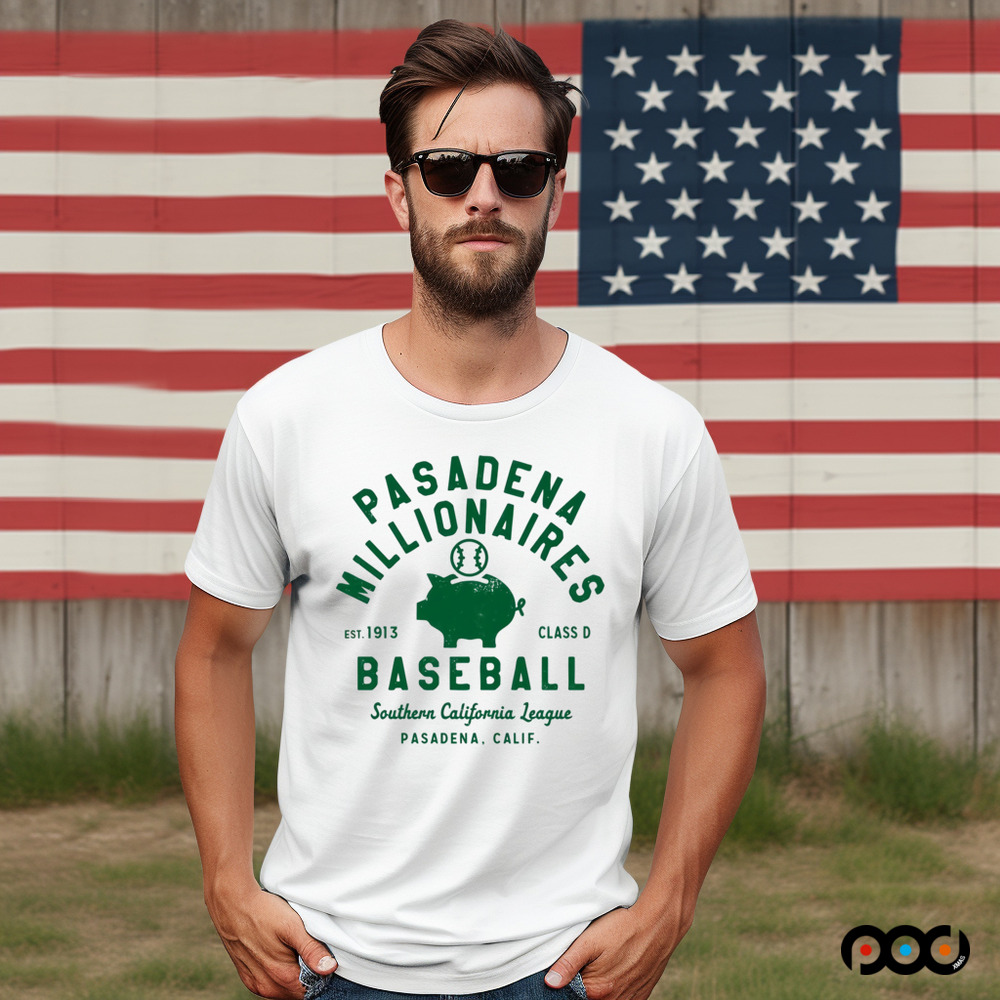 Pasadena Millionaires Vintage Defunct Baseball Teams Southern California League Shirt