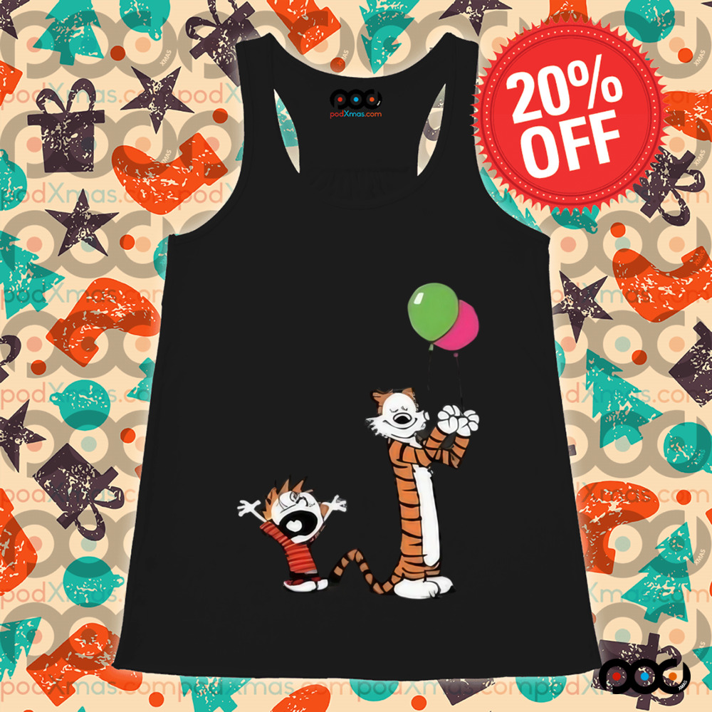 Calvin and Hobbes Party With balloons Shirt