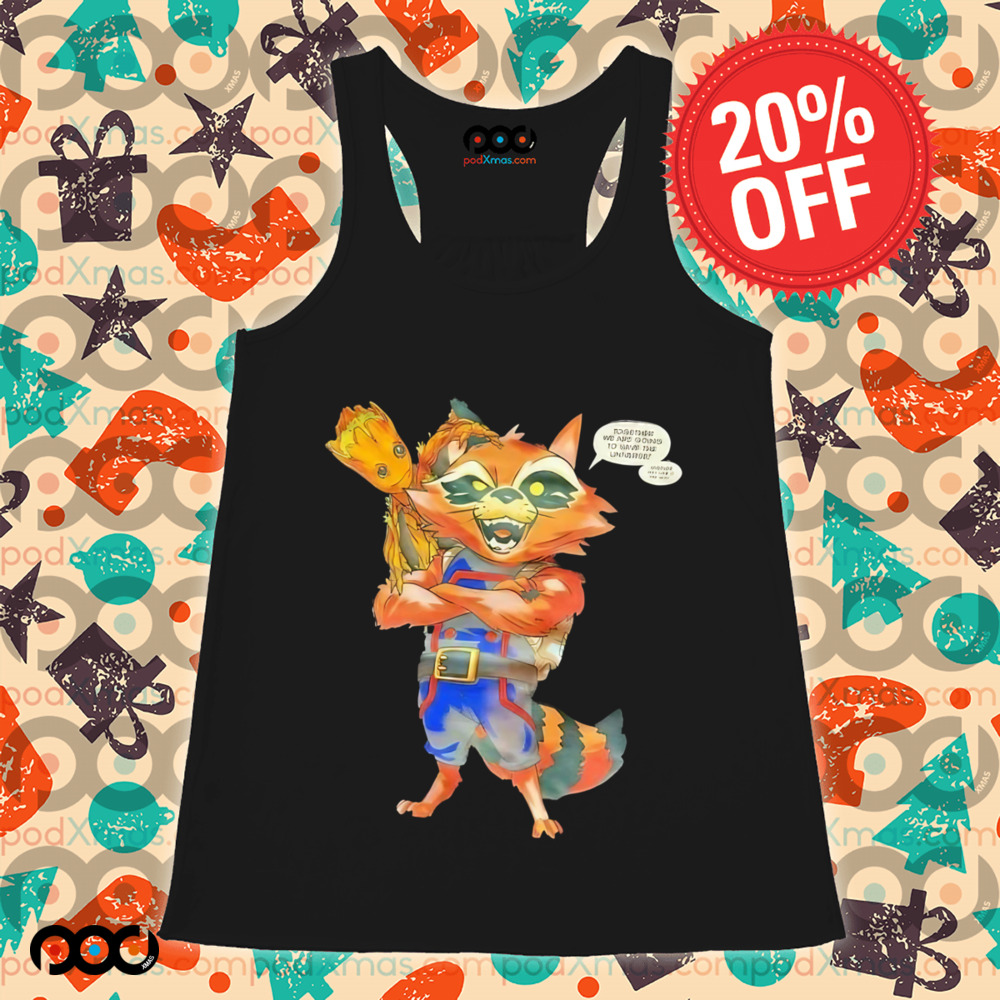 Groot and Raccoon together we are going to save the universe comic shirt