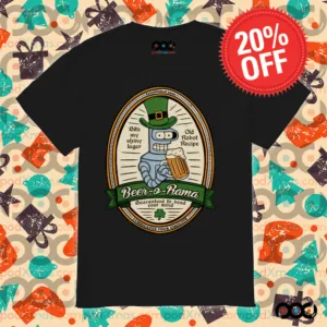 Beer-o-rama Bite my shiny lager old robot shirt