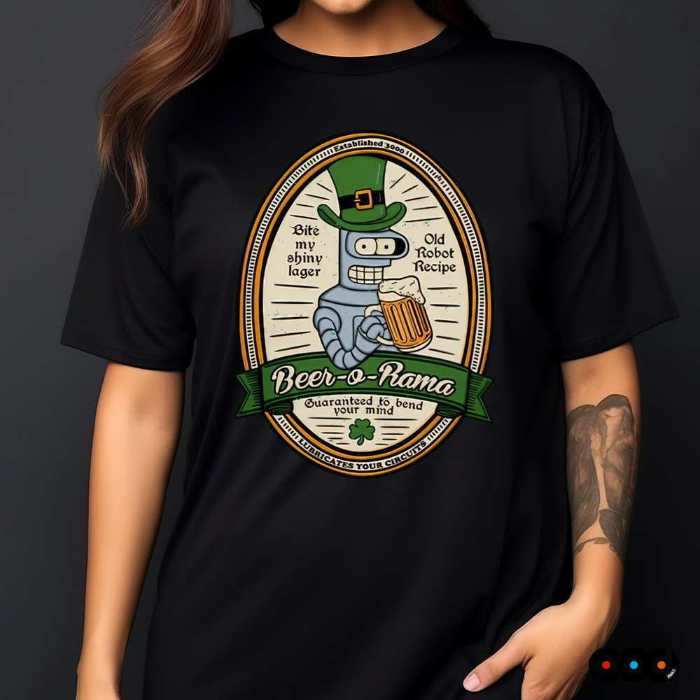 Beer-o-rama Bite my shiny lager old robot shirt