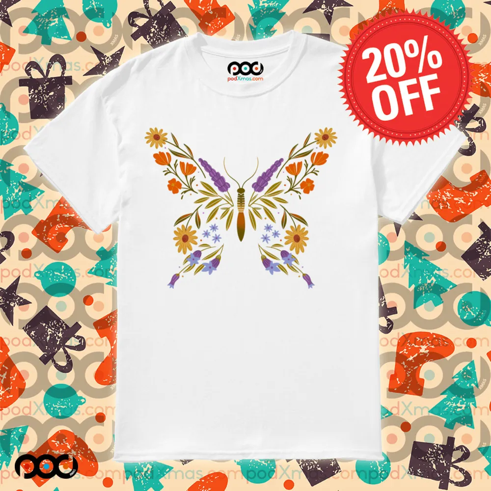 Butterfly illustration all the flowers are native to Eaton Canyon Shirt