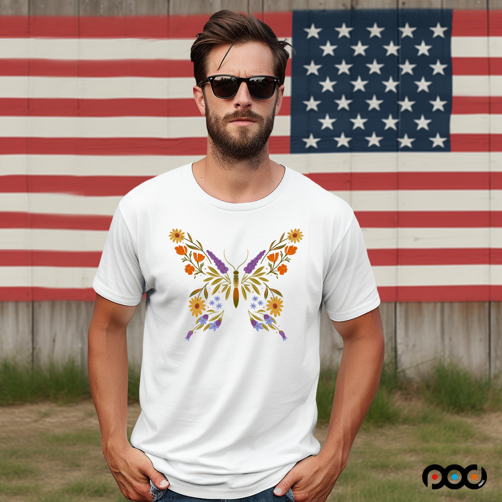 Butterfly illustration all the flowers are native to Eaton Canyon Shirt