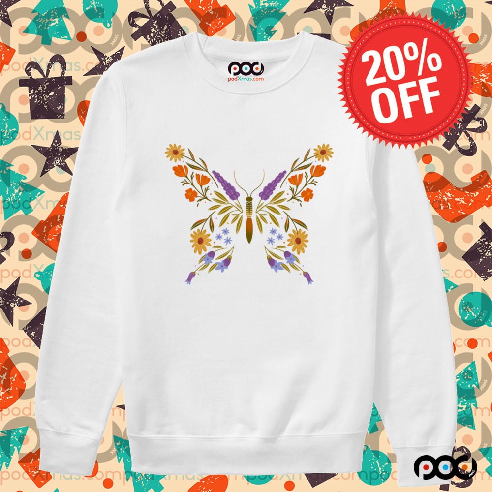 Butterfly illustration all the flowers are native to Eaton Canyon Shirt