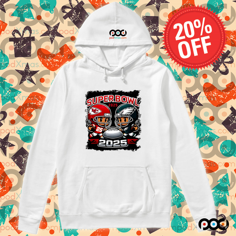 Cartoon Superbowl 2025 Chiefs vs Eagles shirt