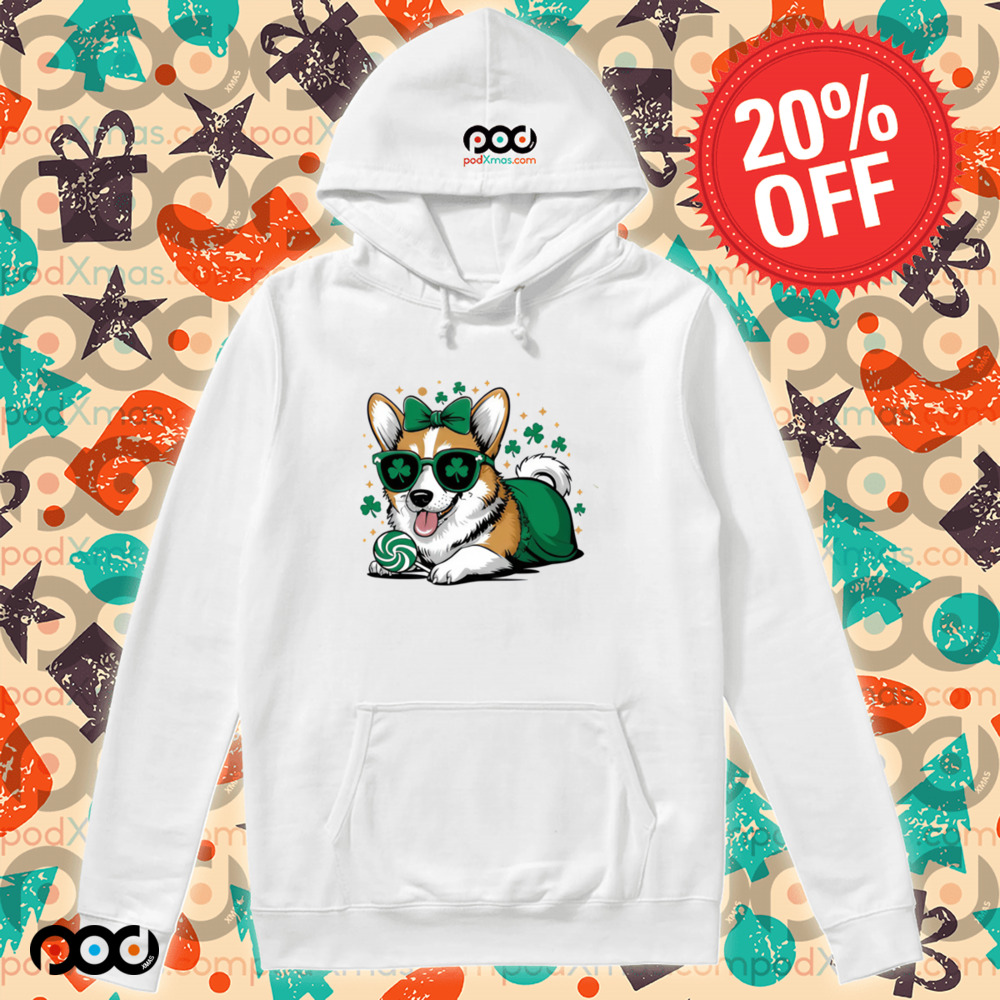 Corgi St Patty's Boy Cute Wearing a Shamrock glasses Shirt Corgi St Patty's Boy Cute Wearing a Shamrock glasses Shirt