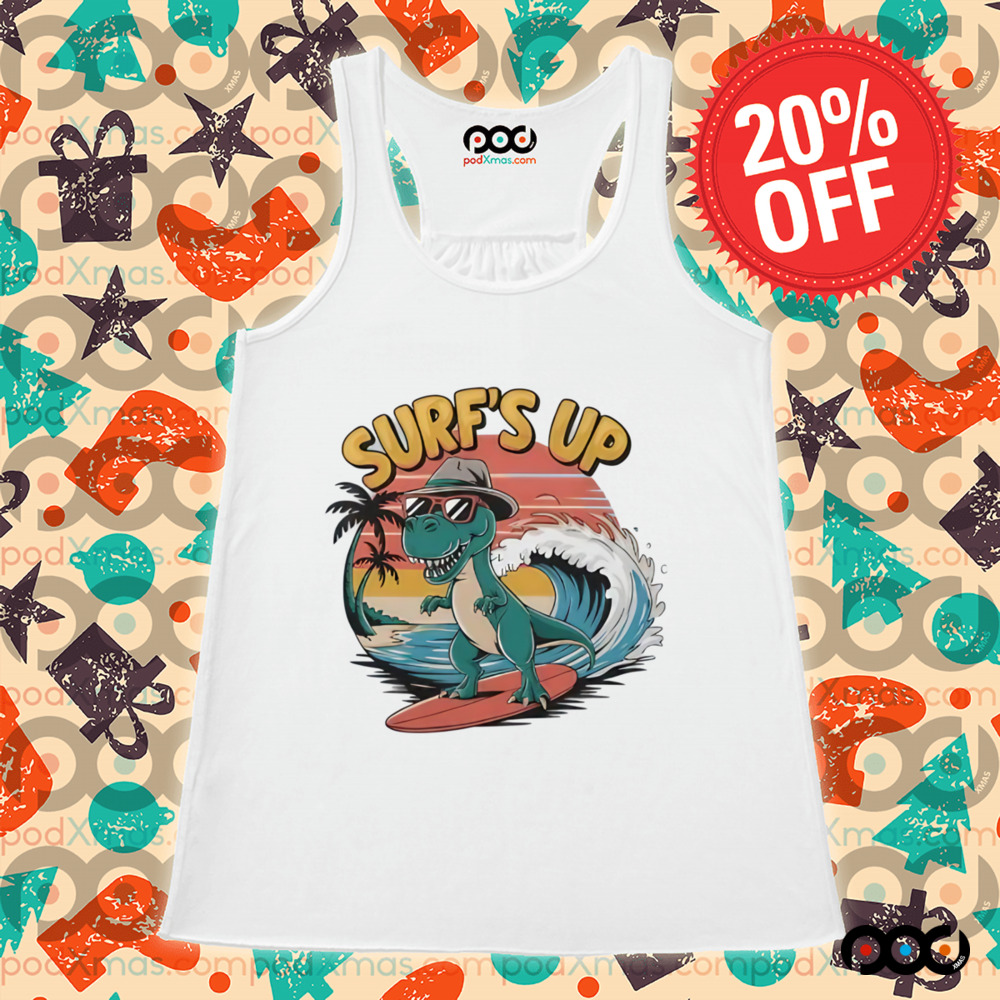 Dino Surf's Up dinosaur wearing sunglasses and a hat shirt Dino Surf's Up dinosaur wearing sunglasses and a hat shirt