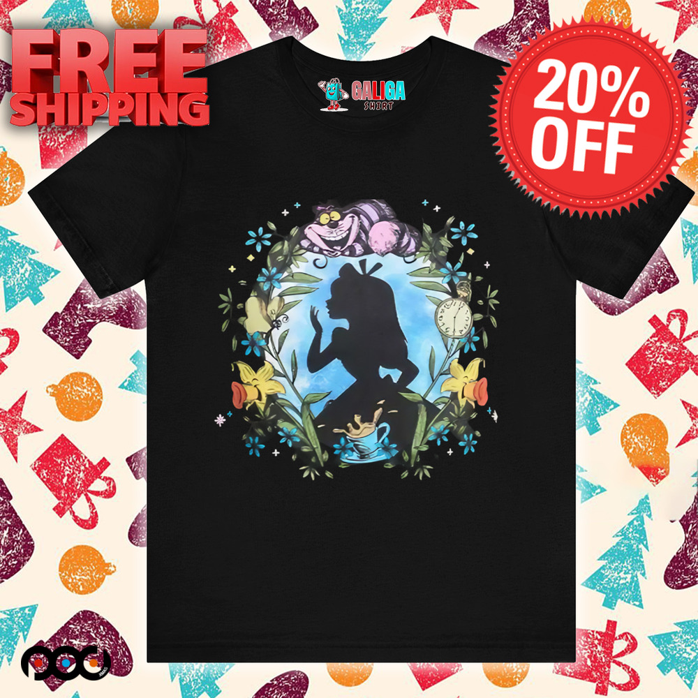 Disney Alice In Wonderland Silhouette Wreath Girls Shirt