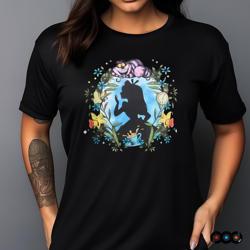 Disney Alice In Wonderland Silhouette Wreath Girls Shirt