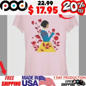 Disney Snow White Holding A Apple In flower garden Live Action Geometric Art Shirt