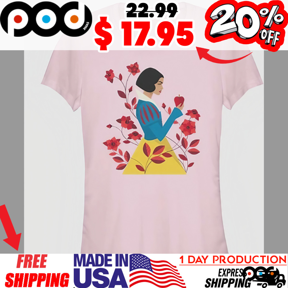 Disney Snow White Holding A Apple In flower garden Live Action Geometric Art Shirt