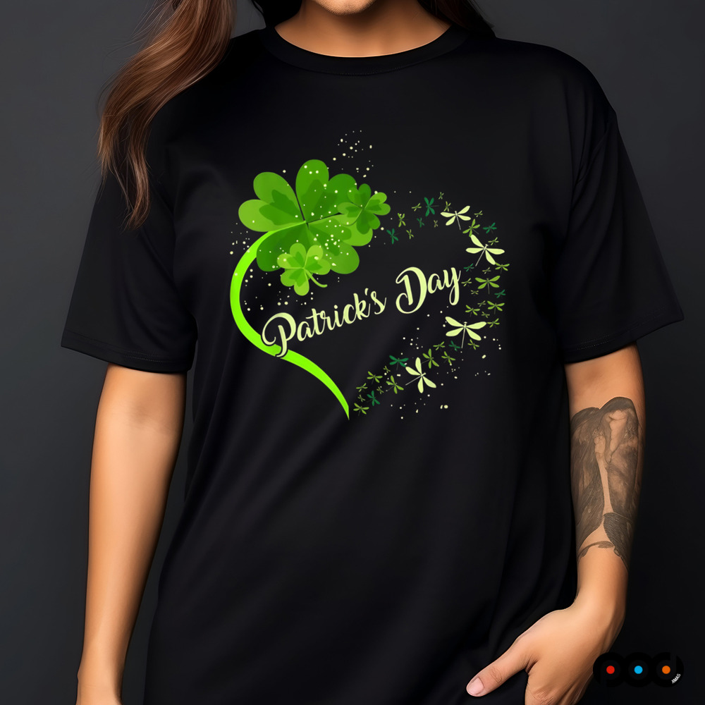 Dragonfly heart irish, Shamrock Heart Clover St.Patrick's Day Shirt