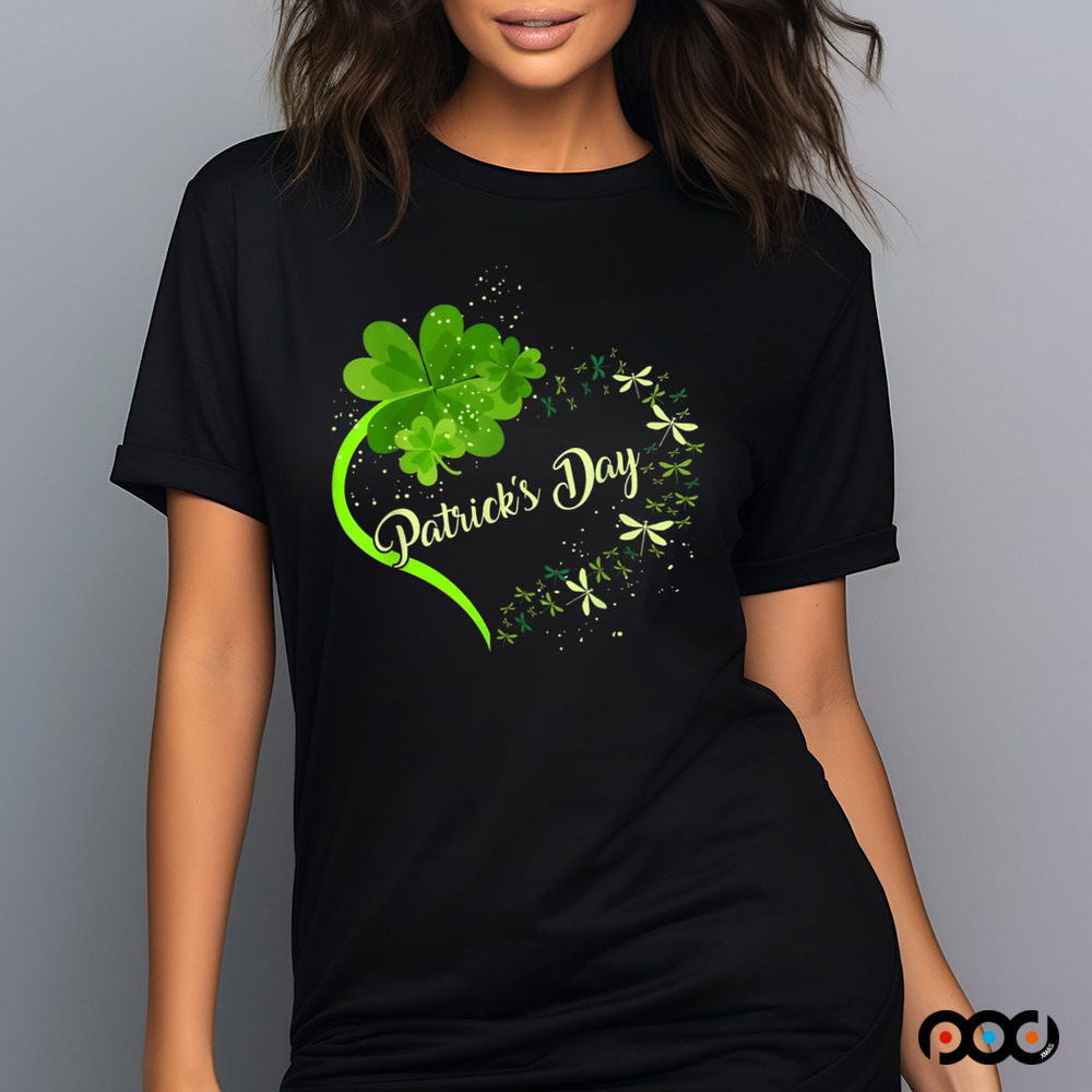 Dragonfly heart irish, Shamrock Heart Clover St.Patrick's Day Shirt