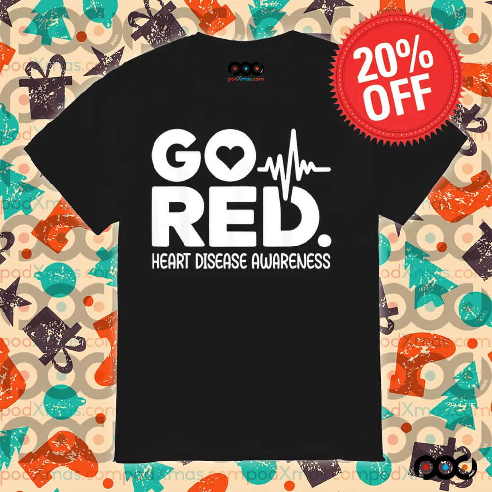 Go Red For Heart Disease Awareness Heartbeat shirt