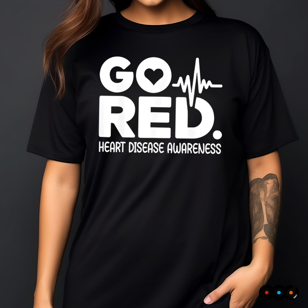 Go Red For Heart Disease Awareness Heartbeat shirt