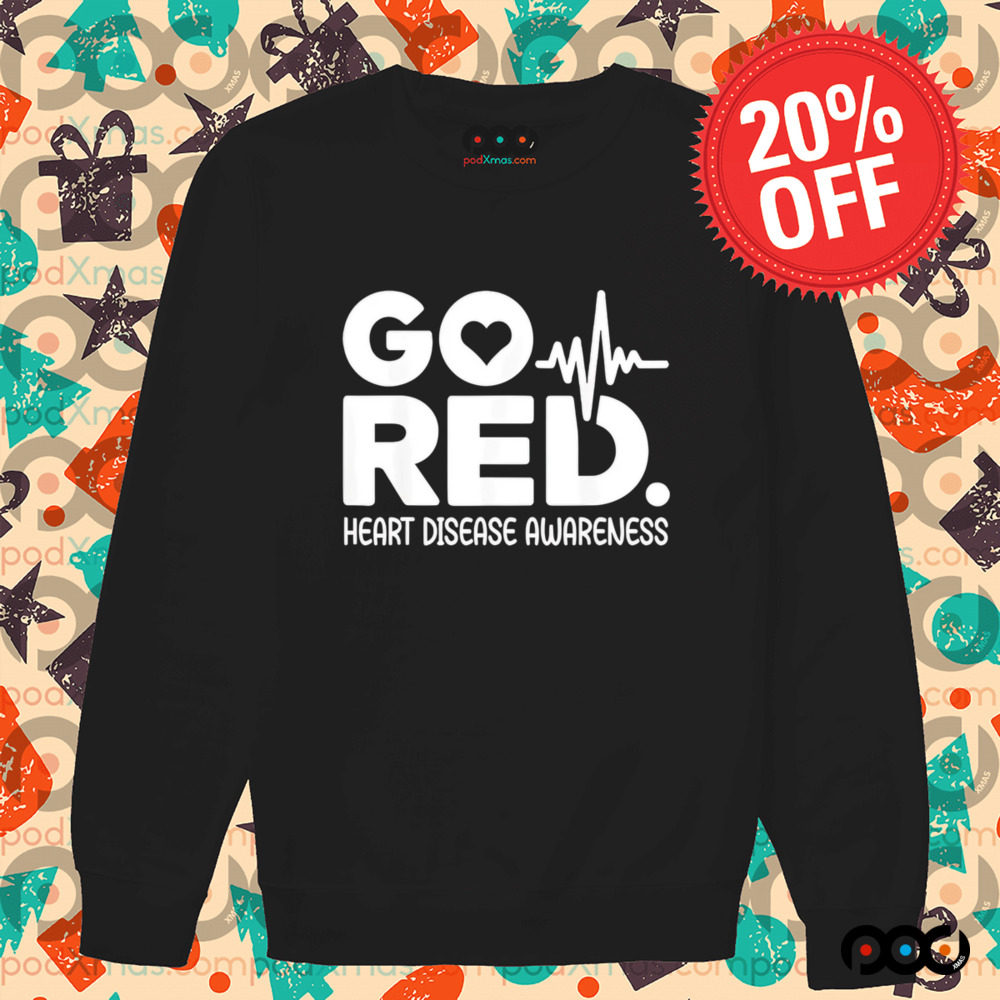 Go Red For Heart Disease Awareness Heartbeat shirt