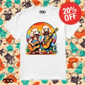 Groovy Poodles with Retro guitar Jam Music Lovers shirt