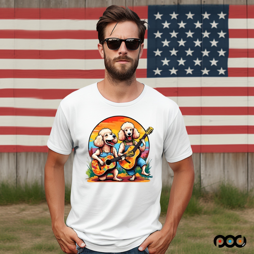 Groovy Poodles with Retro guitar Jam Music Lovers shirt