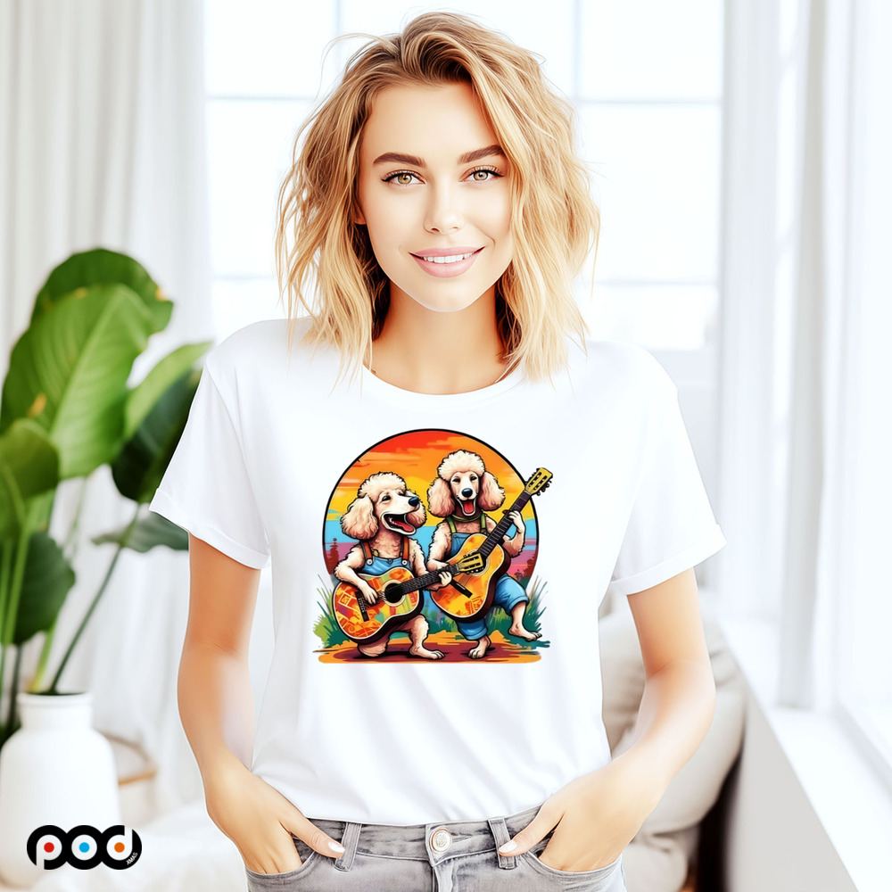 Groovy Poodles with Retro guitar Jam Music Lovers shirt