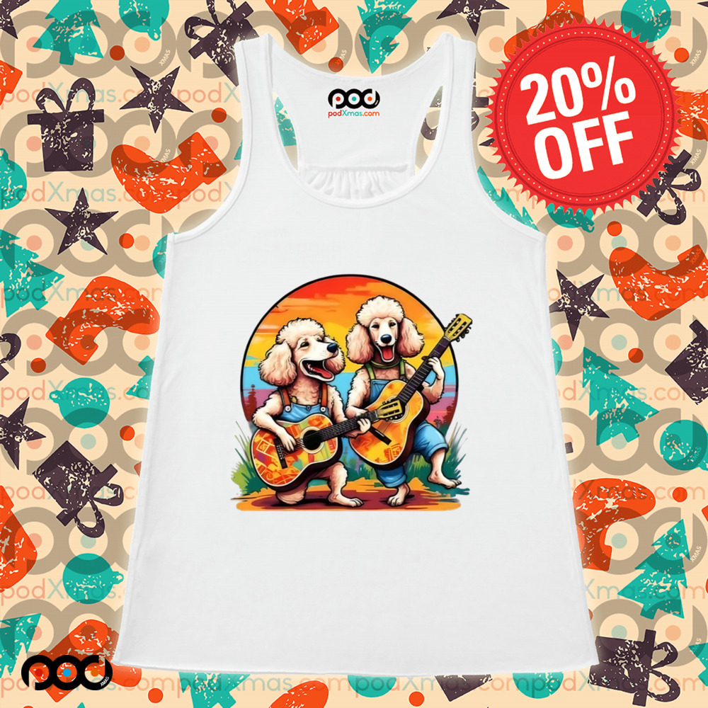 Groovy Poodles with Retro guitar Jam Music Lovers shirt