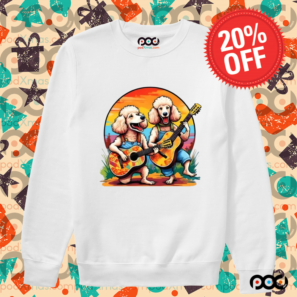Groovy Poodles with Retro guitar Jam Music Lovers shirt