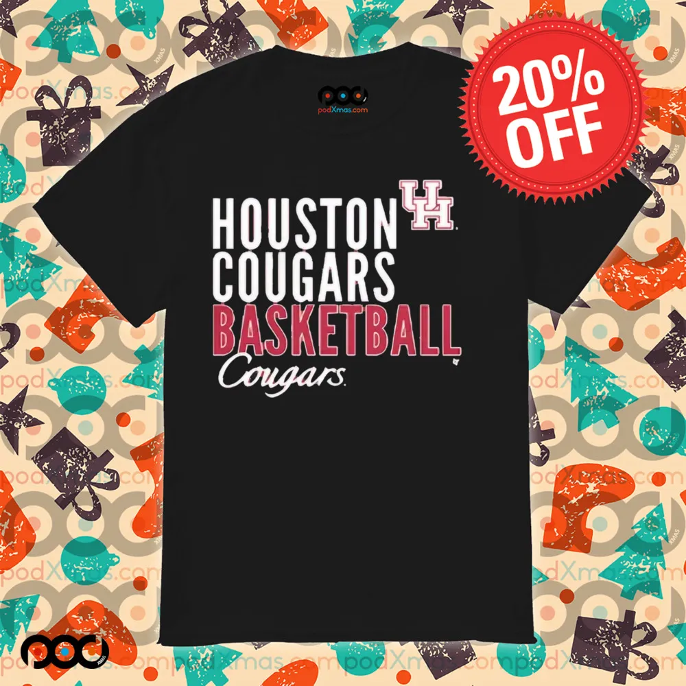 Houston Cougars Basketball Cougars Text Overlay Shirt