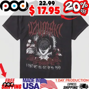 Junji Ito Uzumaki Out Of My Mind I Can't Let You Out Of My Mind Rose Horror Shirt