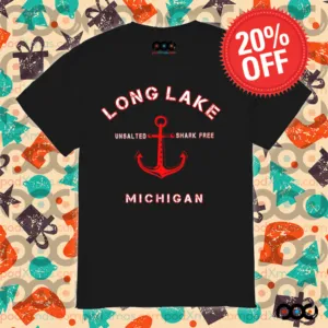Long Lake Unsalted Shark Free Michigan Shirt
