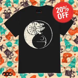 Millennium Falcon and Death Star Balancing The Force shirt
