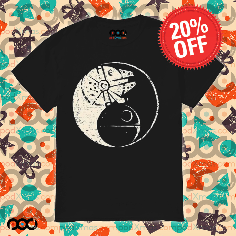 Millennium Falcon and Death Star Balancing The Force shirt