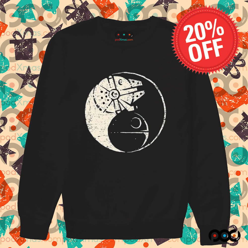 Millennium Falcon and Death Star Balancing The Force shirt
