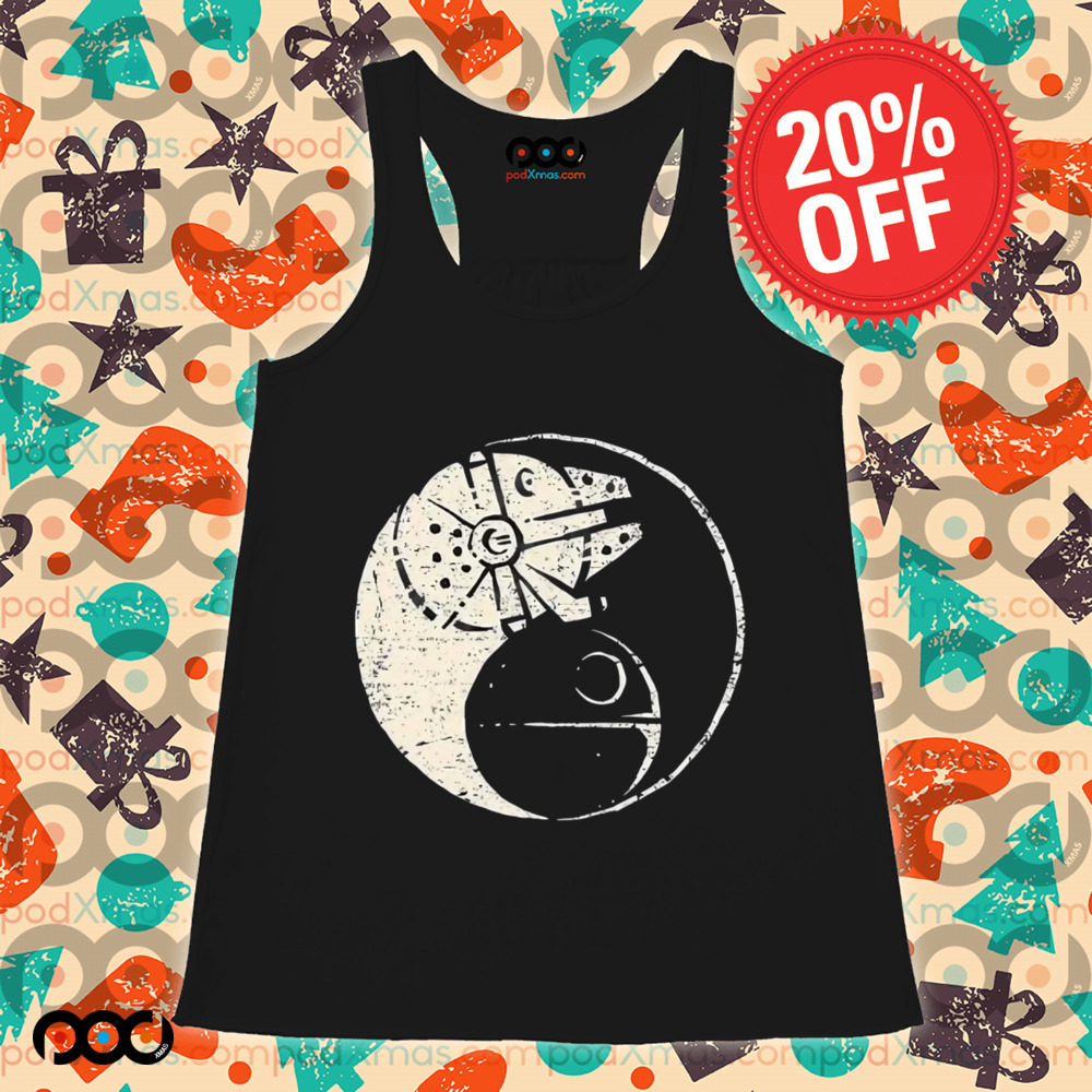 Millennium Falcon and Death Star Balancing The Force shirt