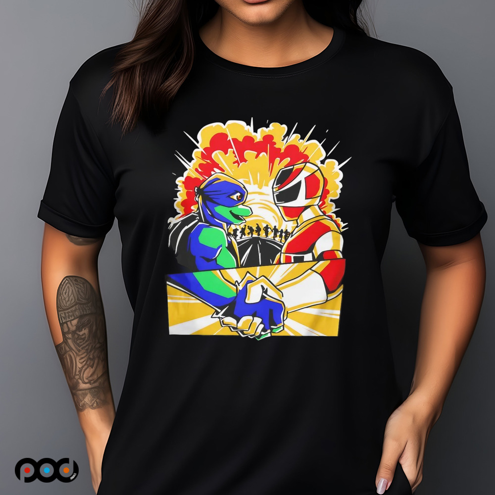 Mutant power team Teenage Mutant Ninja Turtles and Mighty Morphin Power Rangers teamed up shirt