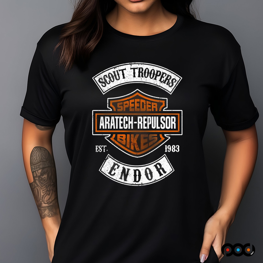 Nice Scout Troopers Speeder Aratech-Repulsor Bikes EST 1983 Endor Shirt