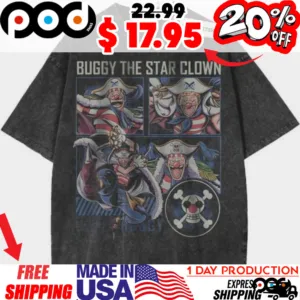 One Piece buggy the star clown shirt